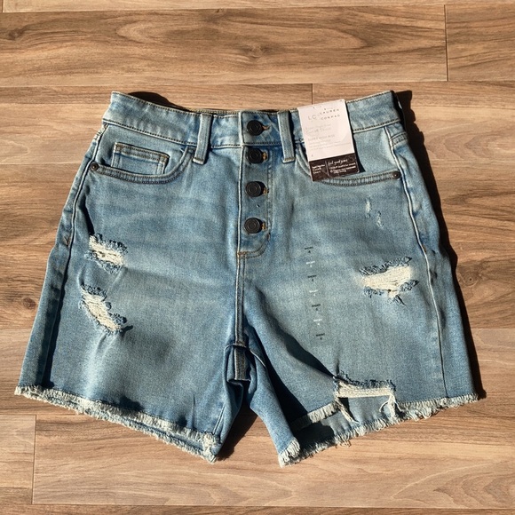 LC Lauren Conrad super high rise cut off distressed denim short 4 - Picture 5 of 17